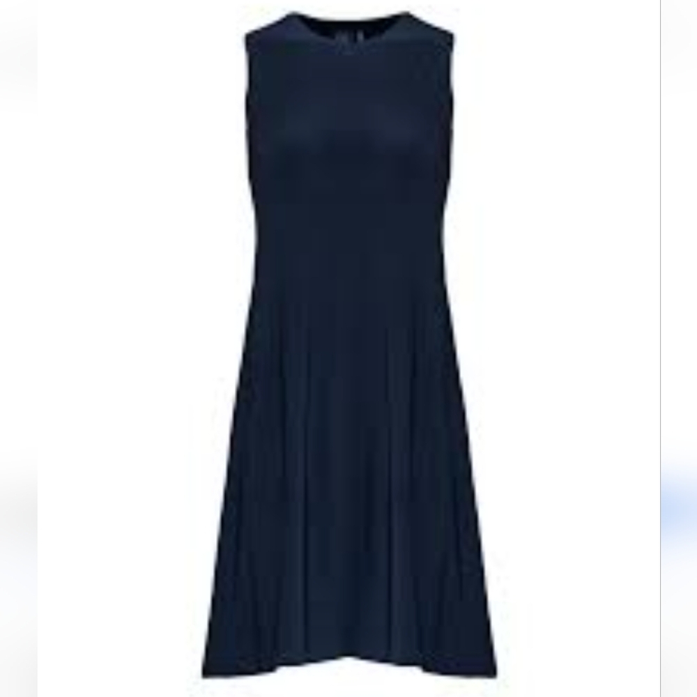 Norma Kamali Sleeveless Swing Dress Midnight Navy Blue Size Small - Picture 6 of 6